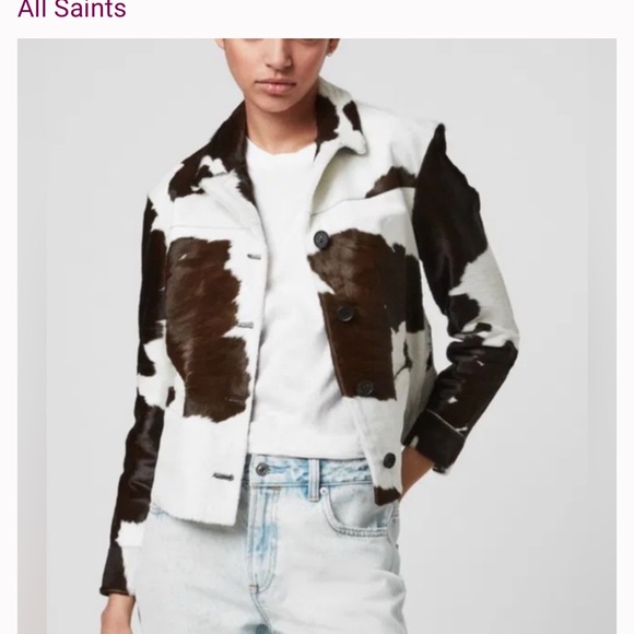 All Saints Jackets & Blazers - All Saints Black and White Cow Print Jacket